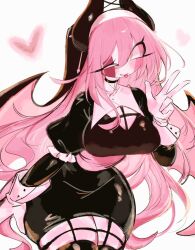 Rule 34 | breasts, demon girl, demon horns, demon wings, friday night funkin&#039;, horns, large breasts, long hair, nun, pink hair, sarvente (friday night funkin&#039;), smile, thick thighs, thighhighs, thighs, tongue, tongue out, usa37107692, very long hair, wide hips, wings, zettai ryouiki