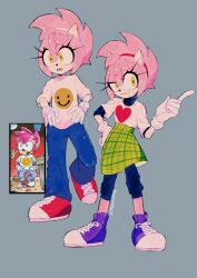 Rule 34 | 1girl, amy rose, gloves, green eyes, highres, historiaallen, open mouth, pink hair, smile, sonic (series), sonic the comic, teeth, tongue, white gloves
