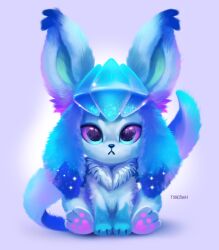 Rule 34 | animal focus, blue eyes, blue hair, closed mouth, creatures (company), eric proctor, game freak, gen 4 pokemon, glaceon, long hair, nintendo, pawpads, pokemon, pokemon (creature), sidelocks, signature, sitting, solo