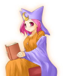 Rule 34 | book, data east, hat, high priestess (magical drop), jewelry, kasuga yukihito, magical drop, necklace, pink eyes, pink hair, solo