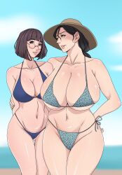 2girls bikini breasts cleavage highres huge_breasts large_breasts multiple_girls sex swimsuit zettonsfw