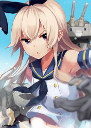 Rule 34 | &gt;:o, 10s, 1girl, :3, :o, alternate eye color, anchor, anchor hair ornament, armpits, artist name, bare shoulders, blonde hair, blurry, buttons, chestnut mouth, chiiririn, crop top, elbow gloves, gloves, hair ornament, hairband, kantai collection, long hair, looking at viewer, navel, purple eyes, rensouhou-chan, sailor collar, school uniform, serafuku, shimakaze (kancolle), sleeveless, turret, v-shaped eyebrows, white gloves, | |