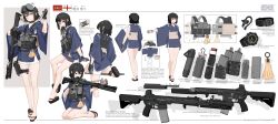 Rule 34 | 1girl, absurdres, acog, ar-15, assault rifle, bulletproof vest, earpiece, english text, flashbang, gloves, gun, highres, holding, holding gun, holding weapon, japanese clothes, magazine (weapon), nusisring tactical, revision, rifle, shii nana, solo, swiss army knife, tactical clothes, vectorek, watch, weapon, wristwatch