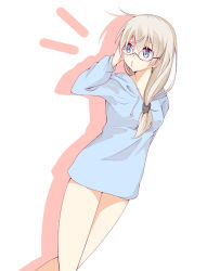 Rule 34 | 1girl, :3, bad id, bad pixiv id, bare legs, bespectacled, blonde hair, blue eyes, blush, bottomless, eila ilmatar juutilainen, glasses, hajime (kin&#039;you club), hood, hoodie, long hair, no pants, o3o, ponytail, solo, strike witches, world witches series