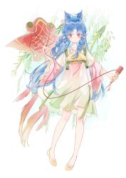 Rule 34 | 1girl, absurdres, bamboo, blue hair, blush, braid, chinese clothes, closed mouth, cone hair bun, dress, flower, full body, hair bun, hair ornament, hair rings, hanfu, highres, holding, hongmao and lantu, jewelry, kite, lantu, long hair, long sleeves, looking at viewer, parted bangs, qixiong ruqun, red eyes, ribbon, ruqun, shoes, simple background, smile, solo, standing, string, string of fate, tassel, traceann, twin braids, very long hair, white background, wide sleeves, willow