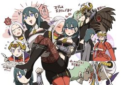 Rule 34 | 2girls, aged up, ankle boots, artist request, blonde hair, blue eyes, blush, boots, breasts, byleth (female) (fire emblem), byleth (fire emblem), cape, carrying, chibi, couple, edelgard von hresvelg, edelgard von hresvelg (hegemon husk), embarrassed, fire emblem, fire emblem: three houses, gloves, hair ornament, hair ribbon, horns, long hair, marriage proposal, monster, mouse (animal), multiple girls, navel, nintendo, o3o, pantyhose, red legwear, ribbon, shorts, simple background, smile, spoilers, translation request, uniform, yuri