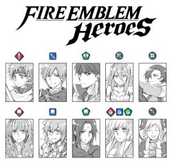 Rule 34 | 6+girls, armor, celica (fire emblem), closed eyes, cordelia (bridal) (fire emblem), cordelia (fire emblem), cosplay, delthea (fire emblem), dress, elise (fire emblem), eliwood (fire emblem), eliwood (fire emblem) (cosplay), ephraim (fire emblem), facial mark, fire emblem, fire emblem: the binding blade, fire emblem: the blazing blade, fire emblem: the sacred stones, fire emblem awakening, fire emblem echoes: shadows of valentia, fire emblem fates, greil, greil (cosplay), ike (fire emblem), jin (phoenixpear), kagero (fire emblem), long hair, looking at viewer, monochrome, mother and daughter, multiple boys, multiple girls, ninian, nintendo, open mouth, roy (fire emblem), short hair, smile, soren (fire emblem), twintails, wedding dress