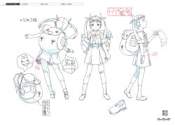 Rule 34 | 1girl, bakemonogatari, character sheet, full body, hachikuji mayoi, highres, monogatari (series), multiple views, official art, production art, production note, scan, simple background, turnaround, white background, zip available
