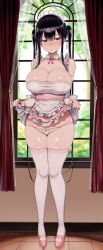 Rule 34 | 1girl, absurdres, apron, black hair, blush, breasts, chihuyu tsukimi, cleavage, clothes lift, curtains, detached sleeves, frilled skirt, frills, greatmosu, groin, hair ribbon, high heels, highres, large breasts, long hair, maid, maid apron, maid headdress, neck ribbon, original, panties, pink footwear, pink ribbon, ribbon, ribbon panties, second-party source, skindentation, skirt, skirt lift, solo, thighhighs, tsukimi chifuyu (greatmosu), twintails, underwear, white panties, white thighhighs, window, yellow eyes