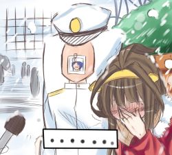 Rule 34 | ..., 10s, 1girl, admiral (kancolle), ahoge, bare shoulders, brown hair, comic, dakimakura (object), detached sleeves, facepalm, hairband, hasaya, highres, japanese clothes, jewelry, kantai collection, kongou (kancolle), lonely, long hair, meme, microphone, personification, photo (object), pillow, ring, solo, special feeling (meme), wedding band, wedding ring