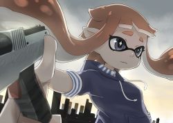 Rule 34 | + +, 1girl, absurdres, female focus, foreshortening, gun, highres, holding, holding gun, holding weapon, inkling player character, maton (post it rock), nintendo, pointy ears, solo, splatoon (series), tentacle hair, weapon