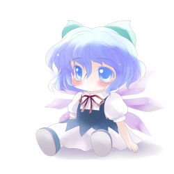 Rule 34 | blue eyes, blue hair, cirno, highres, simple background, solo, touhou, white background, wings, yume shokunin