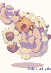 Rule 34 | :d, akira (akira art poke), bright pupils, brown eyes, commentary, creatures (company), game freak, gen 8 pokemon, happy, highres, jumping, nintendo, open mouth, pokemon, pokemon (creature), smile, symbol-only commentary, tongue, twitter username, watermark, white background, white pupils, wooloo