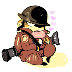 Rule 34 | 1boy, 22 (tak ja), bad id, bad pixiv id, candy, chibi, food, heart, helmet, lollichop, lollipop, lowres, male focus, red soldier (tf2), rocket launcher, simple background, sitting, sketch, soldier (tf2), solo, team fortress 2, weapon, white background