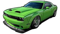Rule 34 | car, dodge (company), dodge challenger, dodge challenger (3rd generation), highres, kaizou-sha no illust bot, motor vehicle, muscle car, no humans, original, shadow, simple background, solo, vehicle focus, white background