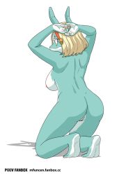 Rule 34 | 1girl, absurdres, animal ears, ass, ass focus, blonde hair, blue eyes, boku no hero academia, breasts, from behind, furry, giant, giantess, hairband, highres, ippan josei, large breasts, mf uncen, nipples, nude, pussy, snout, solo