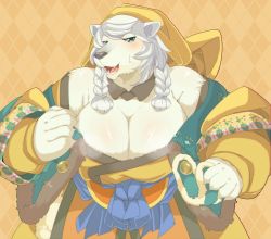 Rule 34 | artist request, blue eyes, character request, open mouth, polar bear, wander crown, white hair
