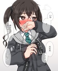 Rule 34 | 1girl, blush, covering own mouth, dokudoku913, full-face blush, hand over own mouth, highres, idolmaster, idolmaster cinderella girls, looking to the side, sunazuka akira, surprised