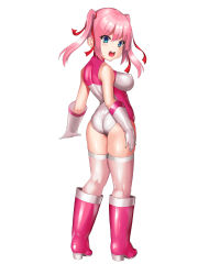 Rule 34 | aqua eyes, boots, elbow gloves, gloves, highres, homura ryuu, magical girl, pink hair, solo, thigh boots, thighhighs, twintails