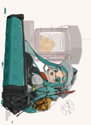 Rule 34 | 1girl, artist name, asymmetrical hair, blue eyes, blue hair, braid, chiikama (plus67kt), dynamo roller (splatoon), elbow gloves, english text, fangs, female focus, gloves, golden egg, green gloves, happy, helmet, holding, holding weapon, inkling, inkling girl, inkling player character, jumpsuit, lifebuoy, long hair, looking at viewer, matching hair/eyes, nintendo, open mouth, radio antenna, salmon run (splatoon), sidelocks, sideways, signature, single braid, smile, solo, splatoon (series), splatoon 3, swim ring, teeth, tentacle hair, tentacles, twintails, weapon, white background, white headwear, white jumpsuit