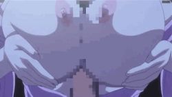 Rule 34 | animated, animated gif, breasts, censored, kanojo x kanojo x kanojo, large breasts, lowres, orifushi natsumi, paizuri, penis, purple hair, shiki haruomi