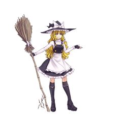 Rule 34 | 1girl, broom, game cg, hater (hatater), highres, kirisame marisa, simple background, touhou, touhou: mysteries of eastern сreatures, witch