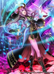 Rule 34 | 1girl, axe, beret, boots, bow (weapon), character name, character request, feathers, fire emblem, fire emblem: three houses, fire emblem cipher, flower, gloves, hat, long hair, magic circle, nintendo, official art, open mouth, petals, pink eyes, pink hair, rose, solo, sparkle, sword, teeth, thighhighs, veil, weapon