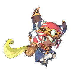 Rule 34 | 1boy, absurdres, ever oasis, fake horns, highres, horned headwear, horns, looking at viewer, male focus, nintendo, official art, topless male, shizuma yoshinori, solo, sword, tethu, weapon