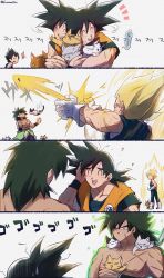 Rule 34 | +++, 3boys, 4koma, ^ ^, ^o^, anger vein, animal, annoyed, attack, aura, black cat, black hair, blonde hair, broly (dragon ball super), cat, close-up, closed eyes, comic, dirty, dragon ball, dragon ball super, dragon ball super broly, energy beam, expressionless, facing away, final flash, fingernails, full body, grey cat, highres, holding, holding animal, holding cat, kuroxmitsu kinako, looking back, looking up, male focus, messy hair, multiple boys, nervous, nervous smile, no eyes, o o, orange cat, outstretched arms, scar, scar on chest, simple background, smile, son goku, spiked hair, squiggle, standing, super saiyan, surprised, sweatdrop, too many, too many cats, topless male, translation request, twitter username, vegeta, white background, white cat, yellow cat, yellow eyes