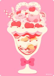 Rule 34 | 2boys, artist request, food, fruit, heart, ice cream, kirby, kirby (series), male focus, multiple boys, nintendo, open mouth, parfait, pink background, pink theme, simple background, smile, straw