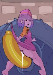 Rule 34 | -thesquidycipher, absurdres, blush, bottomless, bullet, cadence (enter the gungeon), colored skin, cum, cum in pussy, eduardo squidwardo, enter the gungeon, feet, female, hat, highres, ox (enter the gungeon), pink skin, tagme, thesquiddycipher