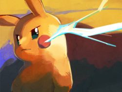 Rule 34 | electricity, gen 1 pokemon, lightning, looking at viewer, monoka, motojima hakka, no humans, pikachu, pokemon, pokemon (creature), solo