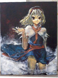 Rule 34 | 1girl, alice margatroid, female focus, lowres, painting (action), qvga, shimadoriru, solo, standing, tagme, touhou