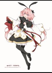 Rule 34 | 1boy, animal ears, armor, armored dress, astolfo (fate), astolfo (saber) (fate), astolfo (saber) (third ascension) (fate), black bow, black footwear, black gloves, black ribbon, black thighhighs, blush, bow, bowtie, dress, fate/grand order, fate (series), full body, gloves, hair bow, hair intakes, hair ornament, hair ribbon, happy, haruyuki (yukichasoba), highres, long hair, long sleeves, looking at viewer, low twintails, male focus, multicolored hair, open mouth, pink hair, purple eyes, rabbit ears, rabbit hair ornament, ribbon, simple background, smile, solo, streaked hair, sword, thighhighs, trap, twintails, weapon, white background