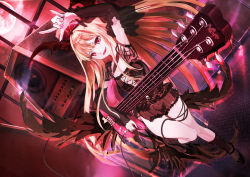 Rule 34 | 1girl, absurdres, bass guitar, blonde hair, blush, highres, holding, holding instrument, instrument, long hair, looking at viewer, music, open mouth, pianika, playing instrument, red eyes, shadowverse, smile, solo, vampy