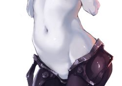 Rule 34 | 10s, 1girl, abyssal ship, belly, close-up, kantai collection, navel, nightmaremk2, pale skin, simple background, solo, white background, wo-class aircraft carrier