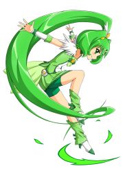 Rule 34 | 10s, 1girl, bad id, bad pixiv id, bike shorts, bike shorts under skirt, boots, cure march, full body, green eyes, green shorts, green skirt, green theme, long hair, magical girl, midorikawa nao, ponytail, precure, shorts, shorts under skirt, simple background, skirt, smile, smile precure!, solo, tsunaso (lack of sunlight), very long hair, white background