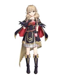 Rule 34 | 1girl, alternate costume, armor, bag, belt, black footwear, boots, bow, braid, breastplate, bridal gauntlets, brown eyes, brown hair, capelet, dress, faye (fire emblem), feather trim, fire emblem, fire emblem echoes: shadows of valentia, fire emblem heroes, full body, gold trim, hair bow, head tilt, highres, knee boots, long hair, mikurou (nayuta), nintendo, non-web source, official art, short sleeves, shoulder armor, solo, transparent background, twin braids, twintails
