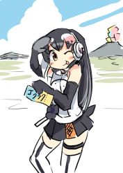 Rule 34 | african penguin (kemono friends), black eyes, black hair, gloves, highres, kemono friends, kemono friends v project, shoes, skirt, tail, virtual youtuber