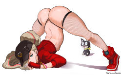 Rule 34 | 1girl, ass, blonde hair, bracelet, earrings, female focus, full body, jack-o&#039; challenge, jewelry, long hair, looking at viewer, morgana (persona 5), persona, persona 5, persona 5: dancing star night, persona dancing, simple background, takamaki anne, thong, twintails
