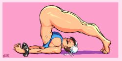 Rule 34 | 1girl, ass, bottomless, breasts, capcom, chun-li, darknud, flexible, highres, large breasts, solo, street fighter, tagme, thick thighs, thighs, wide hips, yoga