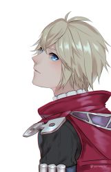Rule 34 | 1boy, absurdres, blonde hair, blue eyes, from side, highres, looking at viewer, male focus, nintendo, rei (teponea121), short hair, shulk (xenoblade), simple background, solo, super smash bros., white background, xenoblade chronicles (series), xenoblade chronicles 1
