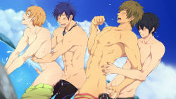 Rule 34 | 10s, 4boys, abs, anal, black jammers, black male swimwear, black swim trunks, cum, cum in ass, drawstring, ejaculating while penetrated, ejaculation, free!, green male swimwear, green swim trunks, group sex, hazuki nagisa, jammers, jammers pull, love train, lucky pierre, male focus, male penetrated, male swimwear, male swimwear pull, mazjojo, motion blur, multiple boys, muscular, muscular arms, muscular back, muscular legs, muscular male, nanase haruka (free!), outdoors, pectorals, penis, print male swimwear, print swim trunks, print swimsuit, red male swimwear, red swim trunks, ryuugazaki rei, sex, striped, striped male swimwear, striped swim trunks, swim trunks, swim trunks pull, swimsuit, tachibana makoto, thighs, toned, toned male, toned stomach, topless male, uncensored, yaoi