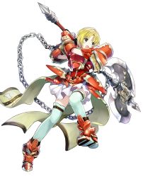 Rule 34 | amagai tarou, amelia (fire emblem), armor, axe, battle axe, fire emblem, fire emblem: the sacred stones, fire emblem heroes, full body, greaves, highres, huge weapon, nintendo, official art, solo, thighhighs, transparent background, weapon, white thighhighs