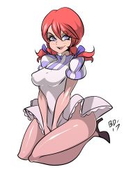 Rule 34 | 1girl, apron, bigdead, breasts, dress, high heels, highres, red hair, solo, twintails, wendy&#039;s, wendy (wendy&#039;s)