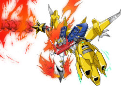 Rule 34 | 1other, digimon, digimon (creature), fire, fusion, other focus, shoutmon x5, solo
