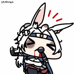 Rule 34 | &gt; &lt;, 1girl, animated, animated gif, azur lane, blood, blood from mouth, breasts, bruise, cleavage, head bump, injury, lowres, rabbit ears, seseren