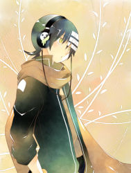 Rule 34 | 00s, 1boy, bad id, bad pixiv id, black hair, child, coat, death the kid, edato, headphones, jewelry, male focus, necklace, scarf, solo, soul eater, yellow eyes