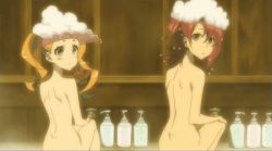 Rule 34 | 3girls, animated, animated gif, ass, back, breasts, cleavage, kiznaiver, large breasts, lowres, multiple girls, niiyama nico, nude, out-of-frame censoring, sonozaki noriko, takashiro chidori, thick thighs, thighs, walking, wide hips