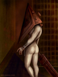 Rule 34 | 1boy, apron, ass, blood, from behind, great knife, knife, male focus, pyramid head, silent hill, silent hill (series), silent hill 2, solo, sword, weapon